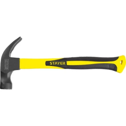 Молоток-гвоздодер &quot;Fiberglass-M&quot; с фиберглассовой рукояткой, с магнитом, 450 г, STAYER Professional 2027-450 купить в Магнитогорске
