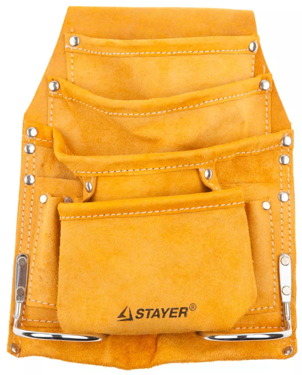 Сумка поясная STAYER "MASTER" для инструментов, кожаная, 8 карманов, 2 скобы 38505 купить в Магнитогорске