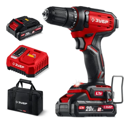 ЗУБР 20 В, 40 Нм, 2 АКБ LMS (2 Ач), дрель-шуруповерт, сумка (ДШ-40-22) купить в Магнитогорске