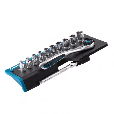 Набор торцевых головок трещотка 120 зубьев 12 предметов 1/4&quot; CrV Gross 14141 купить в Магнитогорске