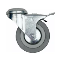 Аппаратное поворотное колесо с тормозом под болт HITCH 50*18 резина серая SChgb25 (SZ084853)
