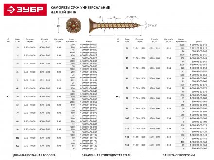 Шурупы ЗУБР &quot;МАСТЕР&quot; по дереву желтопассивированные, 3.5x45мм, 45шт 300396-35-045 купить в Магнитогорске