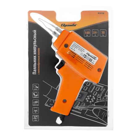 Паяльник импульсный с петлеобразным жалом, 100 Вт, 220 В Sparta 913110 купить в Магнитогорске