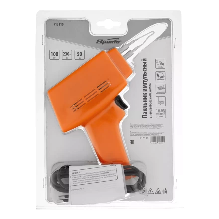 Паяльник импульсный с петлеобразным жалом, 100 Вт, 220 В Sparta 913110 купить в Магнитогорске