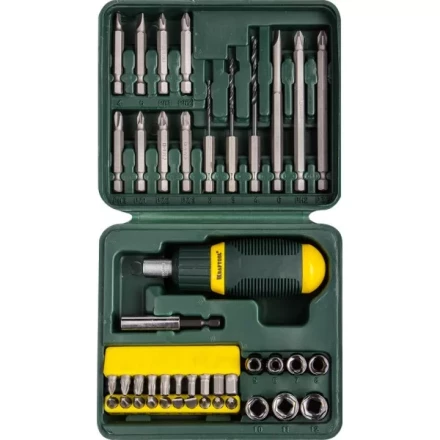 Набор KRAFTOOL Отвертка реверсивная с битами и торцовыми головками и сверлами, 43 предм 25556-H43 купить в Магнитогорске