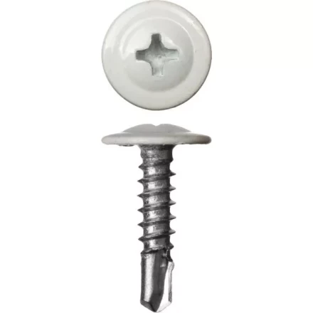 Саморезы ЗУБР с прессшайбой и сверлом по листовому металлу до 2мм, окрашенные в RAL-9003, PH2, 4,2х16мм, 500шт 300211-42-016-9003 купить в Магнитогорске