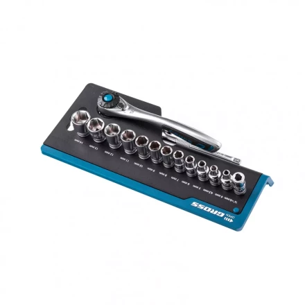 Набор торцевых головок трещотка 120 зубьев 36 предметов 1/4&quot; CrV Gross 14142 купить в Магнитогорске