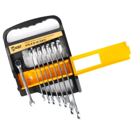 Набор гаечных комбинированных трещоточных ключей КВТ НТК-8 (8–19 мм), 8 шт. (91949) купить в Магнитогорске