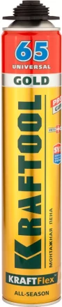 Пена &quot;GOLD 65&quot; профессиональная, монтажная, пистолетная, всесезонная, 850мл, KRAFTOOL 41194 купить в Магнитогорске
