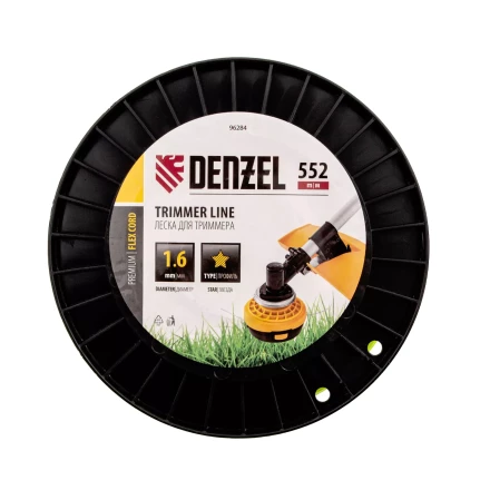 Леска для триммера звезда, 1,6мм х 552м, на DIN катушке FLEX CORD,  Denzel 96284 купить в Магнитогорске