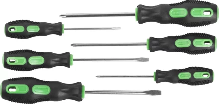 Набор URAGAN: Отвертки с двухкомпонентной рукояткой, SL3x75, 5x100, 6x100. PH0x75, 1x100, 2x100, 6 предм 25188-H6 купить в Магнитогорске