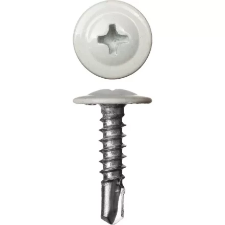 Саморезы ЗУБР с прессшайбой и сверлом по листовому металлу до 2мм, окрашенные в RAL-9003, PH2, 4,2х19мм, 450шт 300211-42-019-9003 купить в Магнитогорске