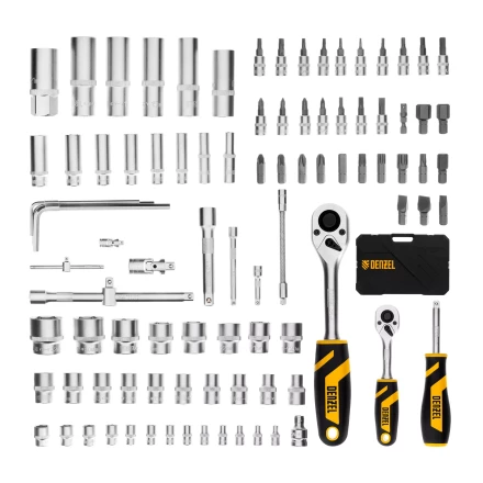 Набор инструментов Denzel 15813, 1/2&quot;, 1/4&quot;, CrV, S2, пластиковый кейс, 94 предмета купить в Магнитогорске