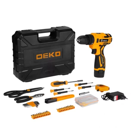 Дрель аккумуляторная DEKO Banger 12V + набор инструмента 93 предмета, 063-4167 купить в Магнитогорске