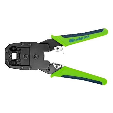 Клещи для обжима телефонных и компьютерных клемм Сибртех 17733 4P, 6P, 8P, функция обрезания проводов купить в Магнитогорске