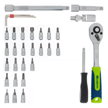 Набор инструментов Сибртех 13399, 1/4&quot;, пластиковый кейс 56 предметов купить в Магнитогорске