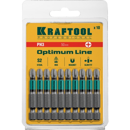 Биты KRAFTOOL OPTIMUM PH 26122-3-50-10 купить в Магнитогорске