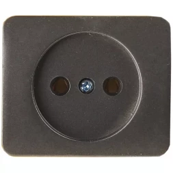 Розетка СВЕТОЗАР &quot;ГАММА&quot; без заземления, одинарная, без вставки и рамки, цвет темно-серый металлик, 16А/~250В SV-54100-DM