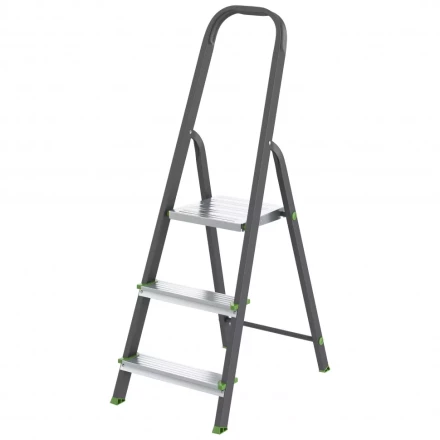 Стремянка 3 ступени стальной Профиль алюминиевые ступени Россия Сибртех 97953 купить в Магнитогорске