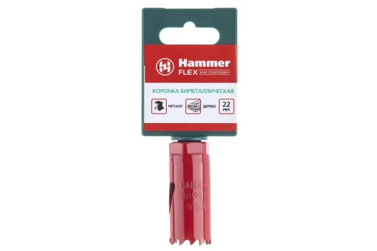 Коронка биметаллическая HAMMER Ф22х38мм 5/8" BiMETALL (224-003) купить в Магнитогорске