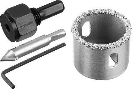 Коронка-чашка ЗУБР &quot;ПРОФЕССИОНАЛ&quot; c карбид-вольфрамовым нанесением, 32 мм, высота 25 мм, в сборе с державкой и сверлом 33360-032_z01 купить в Магнитогорске