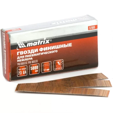 Гвозди финишные шпильки 23GA для пн. нейлера финишного диам. 0,64 мм длина -15 мм,5000 шт MATRIX 57671 купить в Магнитогорске