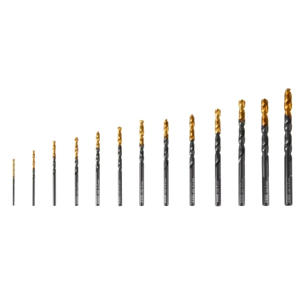 Набор сверл по металлу, 1,5-6,5 мм, HSS-Tin, Golden Tip, 13 шт Denzel 72318 купить в Магнитогорске