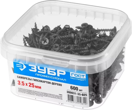Саморезы фосфатированные с крупной резьбой, гипсокартон-дерево, ЗУБР 300031-35-025, PH2, 3,5 x 25 мм, 600 шт 300031-35-025 купить в Магнитогорске