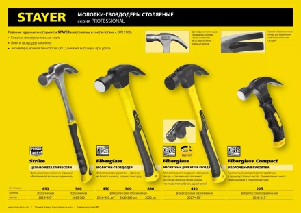 Молоток-гвоздодер &quot;Fiberglass&quot;, 680г, STAYER Professional 2026_z01 купить в Магнитогорске