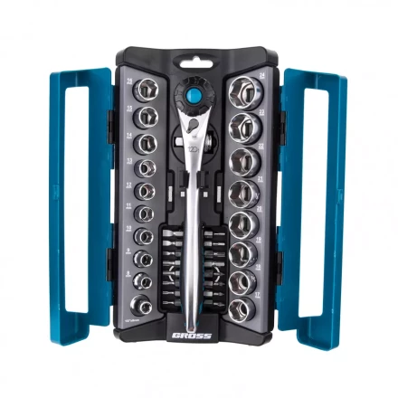 Набор торцевых головок трещотка 120 зубьев 36 предметов 1/2&quot; 3/8” CrV Gross 14145 купить в Магнитогорске