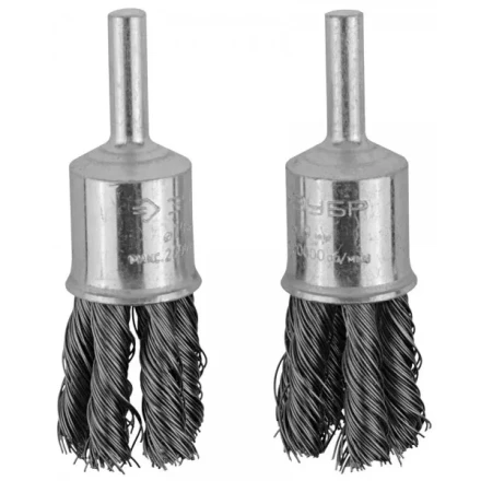 ЗУБР &quot;ЭКСПЕРТ&quot;. Набор щеток кистевых для дрели, жгутированная стальная проволока 0,35мм, 22мм, 2шт 35227-22-H2_z01 купить в Магнитогорске
