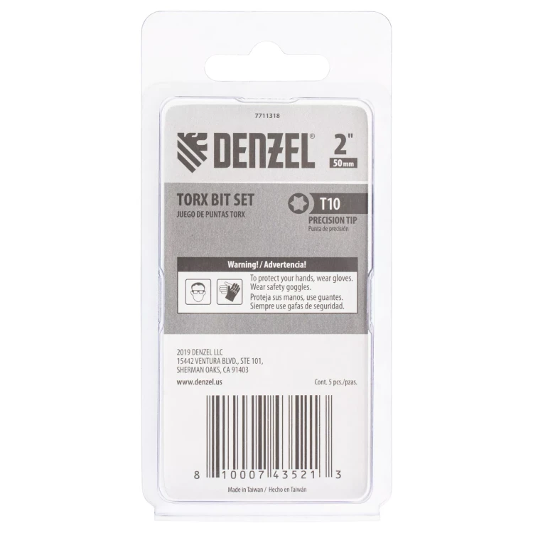 Бита T10x50, 5 шт. Denzel 7711318 купить в Магнитогорске
