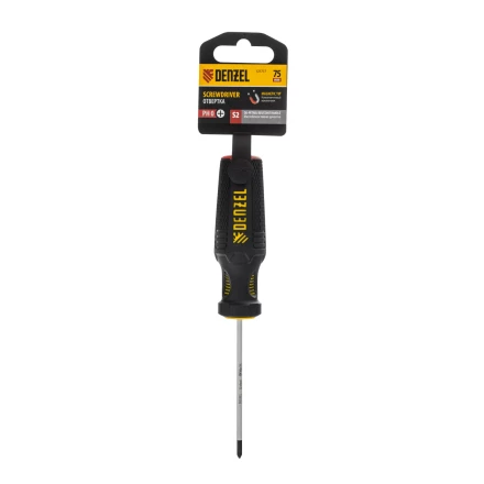 Отвертка, PH0х75 мм, S2, 3к рукоятка Denzel 121717 купить в Магнитогорске