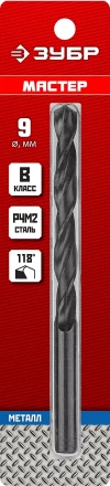 ЗУБР 9.0 х 125 мм, сталь Р4М2, класс В, сверло по металлу (29605-9) купить в Магнитогорске
