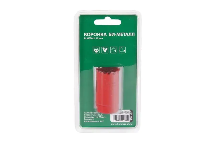 Коронка биметаллическая HAMMER Ф29х38мм 5/8" BiMETALL (224-005) купить в Магнитогорске