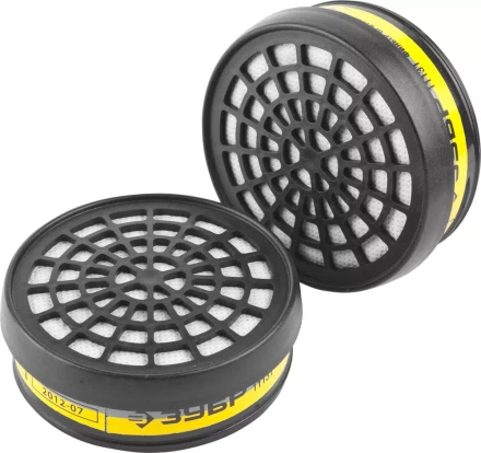 Фильтр ЗУБР &quot;ЭКСПЕРТ&quot; сменный для респираторов и масок, тип B1E1 от кислых газов, 2шт 11131 купить в Магнитогорске