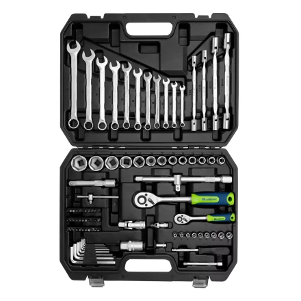 Набор инструментов Сибртех 13396 , 1/2&quot;, 1/4&quot;, пластиковый кейс 89 предметов купить в Магнитогорске