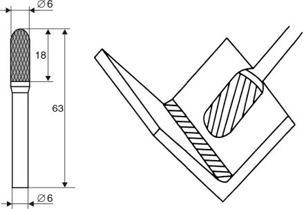 Борфреза Цилиндрическая cо сферическим концом C 6х6 Энкор 21704 купить в Магнитогорске