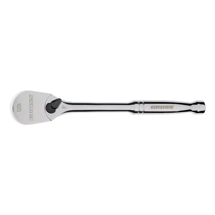 Ключ-трещотка 1/2" Gross 14052, CrV, 120 зубьев, цельнометаллический, хром купить в Магнитогорске