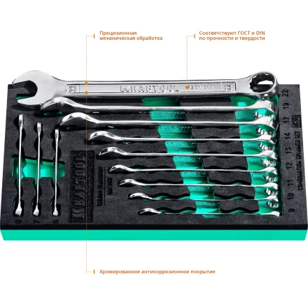 Наборы ключей комбинированных KRAFTOOL, Cr-V, DIN 3110, в EVA-ложементе 27079-H12E купить в Магнитогорске