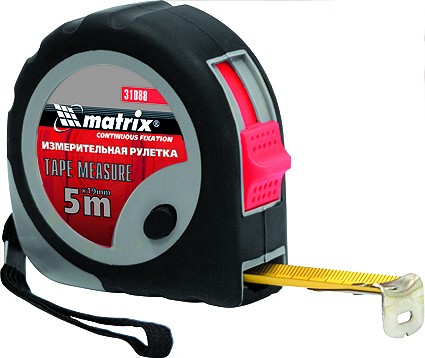 Рулетка Continuous  fixation 3 м х 16 мм обрезиненный корпус плавная фиксация  MATRIX 31086 купить в Магнитогорске