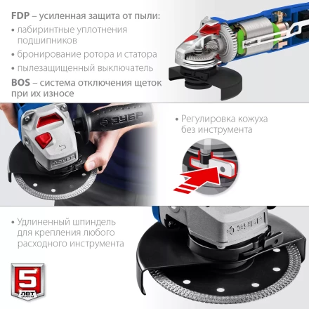 ЗУБР 1500 Вт, d125 мм, УШМ, регулировка оборотов, Профессионал (УШМ-П125-1500 ЭПСТ) купить в Магнитогорске