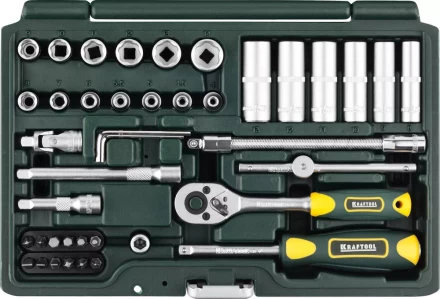 Набор KRAFTOOL &quot;EXPERT QUALITAT&quot;: Торцовые головки &quot;SUPER LOCK&quot; с присоединит квадратом, 1/4&quot;, 42 предмета 27885-H42_z02 купить в Магнитогорске
