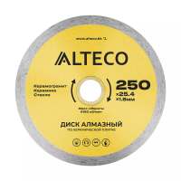 Диск алмазный по керамической плитке ALTECO 250x25.4x1.8 мм 66528