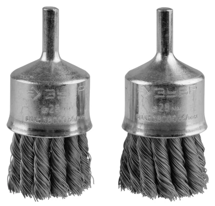 ЗУБР &quot;ЭКСПЕРТ&quot;. Набор щеток кистевых для дрели, жгутированная стальная проволока 0,35мм, 28мм, 2шт 35227-28-H2_z01 купить в Магнитогорске