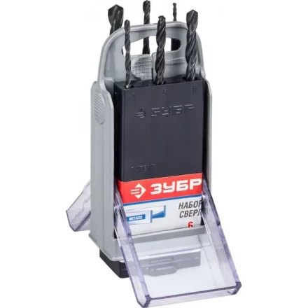 Набор ЗУБР &quot;ТЕХНИК&quot;: Свёрла по металлу парооксидированных, быстрорежущая сталь, 2, 3, 4, 5, 6, 8мм, 6шт в супер боксе 4-29605-H6-SB купить в Магнитогорске