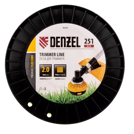 Леска для триммера квадрат, 2,0мм х 251м, на DIN катушке FLEX CORD// Denzel 96291 купить в Магнитогорске