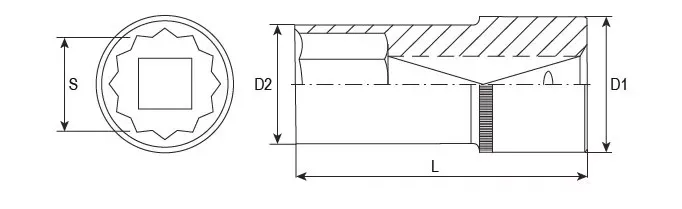 Головка торцевая 12-гранная глубокая 1/2"DR 14 мм S04HD4714 Jonnesway 49144 купить в Магнитогорске
