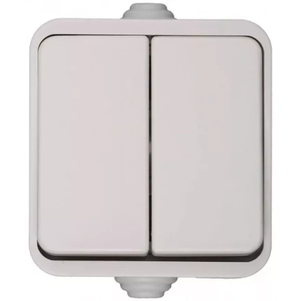 Выключатель СВЕТОЗАР БАТТЕРФЛЯЙ двухклавишный, цвет белый, 10А/~250В SV-54334-W купить в Магнитогорске