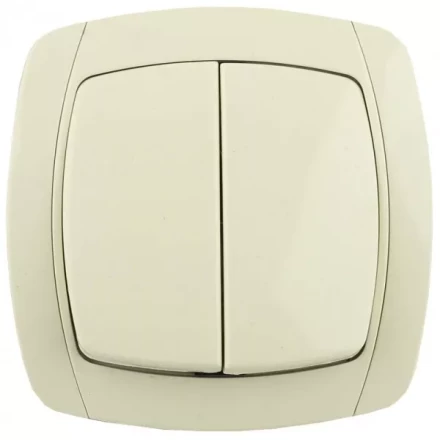 Выключатель СВЕТОЗАР &quot;CITY LIGHT&quot; двухклавишный в сборе, бежевый, 10А/~250В SV-54234-B купить в Магнитогорске